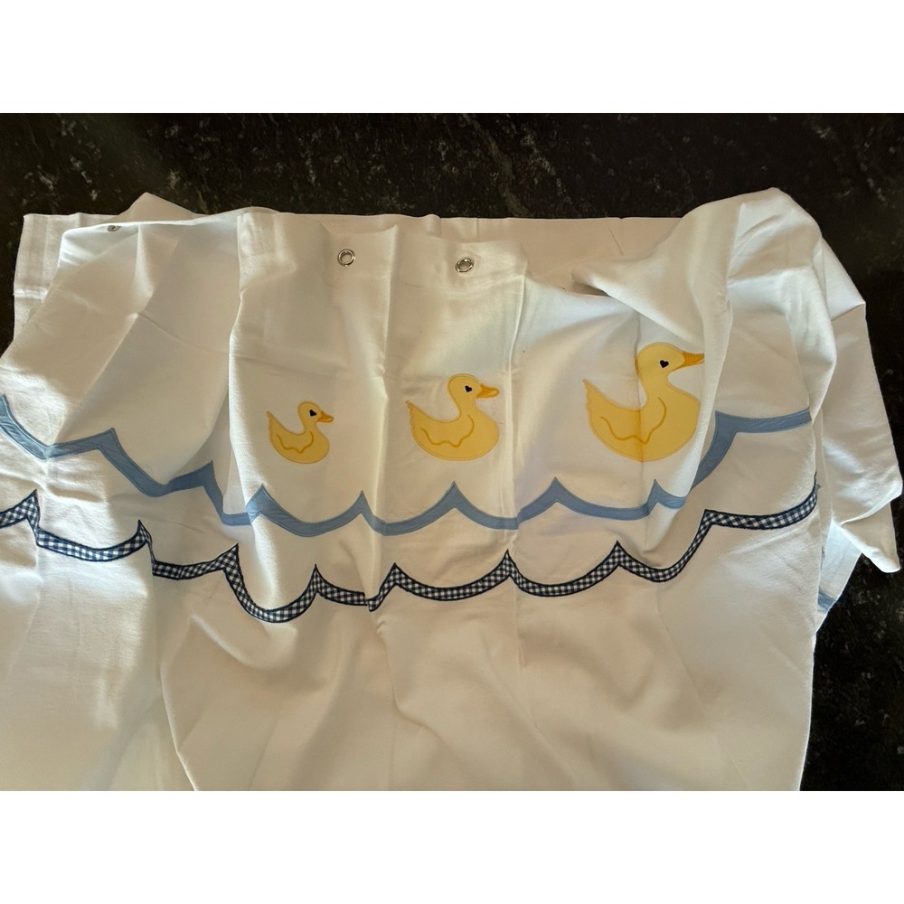 Pottery Barn Kids "Ducks" Fabric Shower Curtain White Appliqué Ducky